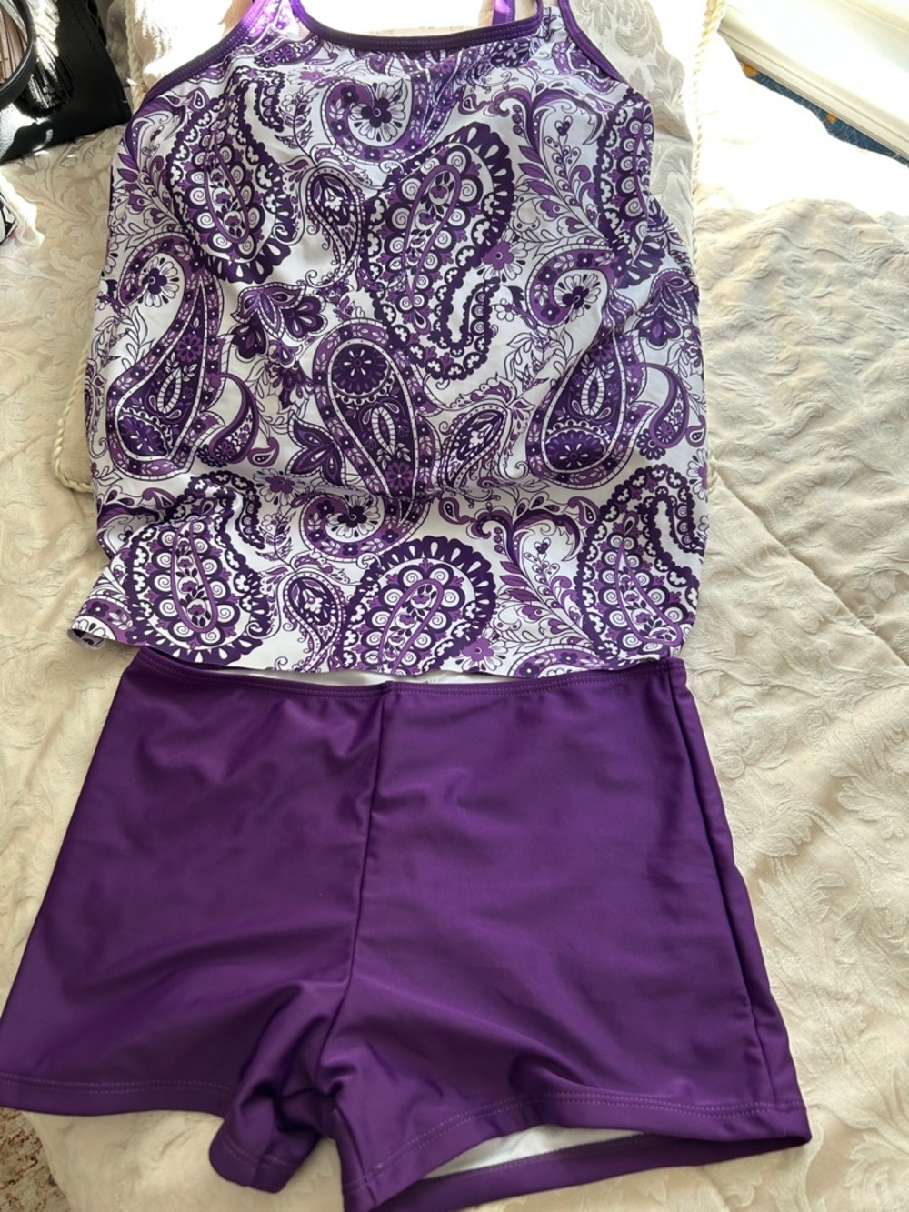 Rosegal Purple Paisley Tankini Two-Piece Swim Set. NWOT. Medium.